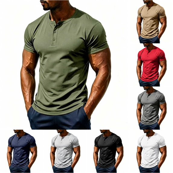 Gunia Mens Workout Gym Shirts Men'S Summer Mesh Button Down Casual Stylish Breathable Solid Color Short Sleeved T Shirt Tees For Running Athletic Sport Tops Tshirts For Men Army Green Xl