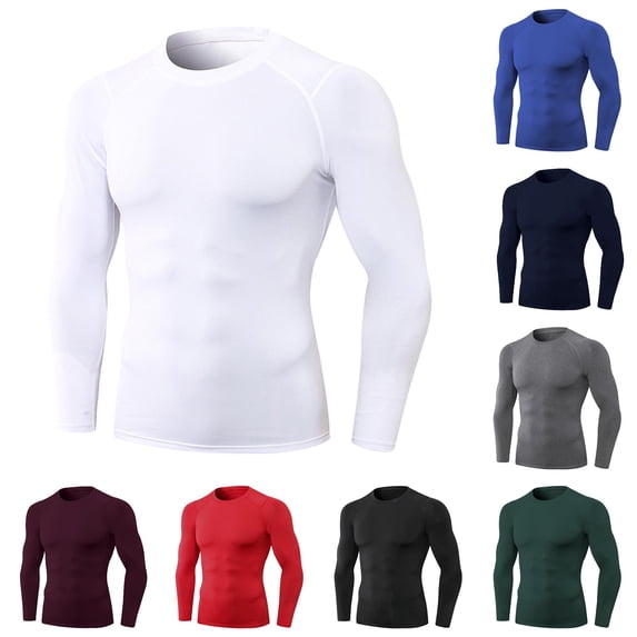Gunia Mens Workout Gym Shirts Men Tight Fitting Fitness Sports Training Long Sleeved T Shirt Tees For Running Athletic Sport Tops Men'S T Shirts White L