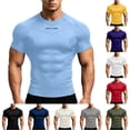 thumbnail image 1 of Gunia Mens Workout Gym Shirts Quick Dry Breathable Graphic Sleeves Tee Quick Dry Wicking Short Sleeve Topfitness Training Tees For Running Athletic Sport Men'S Shirts Light Blue L, 1 of 4