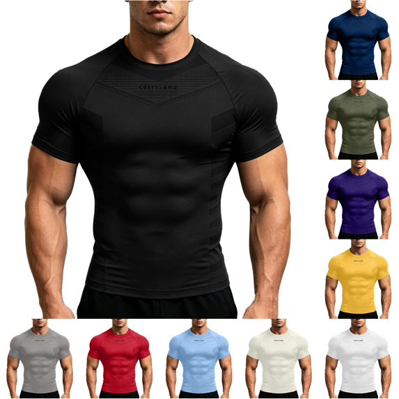 Gunia Mens Workout Gym Shirts Quick Dry Breathable Graphic Sleeves Tee Quick Dry Wicking Short Sleeve Topfitness Training Tees For Running Athletic Sport Tshirt For Men Black L