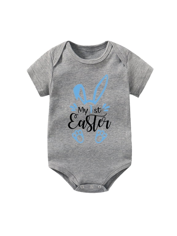 My First Easter Baby Boy Girl Outfit Romper Letters Prints Short Sleeve Bodysuits Clothes Leisure Streetwear 6-12 Months