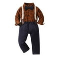 thumbnail image 1 of Gunia Outfits For Toddler Boys Long Sleeve Cartoon Prints T Shirt Tops Suspender Pants Child Kids Gentleman Outfit 5-6 Years, 1 of 3