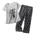 thumbnail image 1 of Gunia Pajama Sets For Women Cotton Short Sleeve Top Capri Pants Plus Sleepwear Dark Gray L, 1 of 3