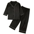 thumbnail image 1 of Gunia Pajamas For Girls Boys Long Sleeve Solid Tops T Shirt Pants Casual Outfits Sleepwear Black 2-3 Years, 1 of 5
