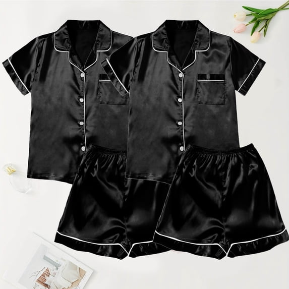 Gunia Pajamas For Women Set 4 Piece Pajamas Set Plus Size Casual Lace Suspenders Shorts Home Wear Loungewear Pjs M-5Xl