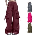 thumbnail image 1 of Gunia Plus Size Women'S Cargo Pants Relaxed Fit Baggy Black Pants High Waist Zipper Slim Drawstring Waist With Pockets Loose Plus Size Summer Trousers, 1 of 4