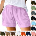 thumbnail image 1 of Gunia Plus Size Women Shorts Casual Beach Drawstring Shorts With Pockets Loose Cute Vacation Trendy Clothes Womens Running Shorts Purple 5Xl, 1 of 7