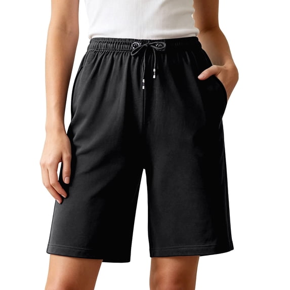 Gunia Plus Size Womens Bermuda Shorts Beach Shorts Plus Size Casual 5 Inch Inseam Loose Fit Shorts With Pockets And Drawstring Summer Shorts Black 7Xl