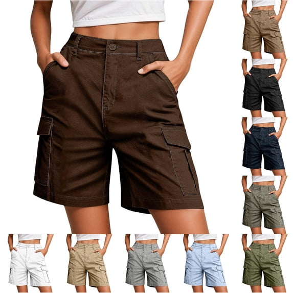 Gunia Plus Size Womens Hiking Shorts Casual Bermuda Shorts With Pocket Relaxed Fit Summer Cargo Shorts Brown Xl