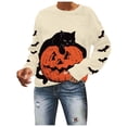 thumbnail image 1 of Gunia Pumpkin Halloween Sweatshirts For Women Graphic Crew Neck Long Sleeved Hoodie Pullover Hoodie Tops Fall Fashion Clothes Beige S-2Xl, 1 of 4