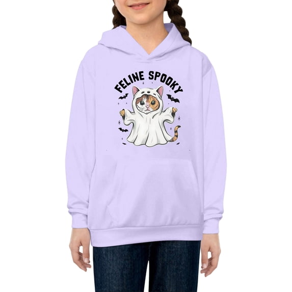 Gunia Pumpkin Toddler Boys Girls Halloween Sweatshirt Cat Hoodies Long Sleeve Pullover Casual Comfortable Soft Hooded Pocket Sweatshirt For Daily Wear Tops Clothes Purple 3-4 Years