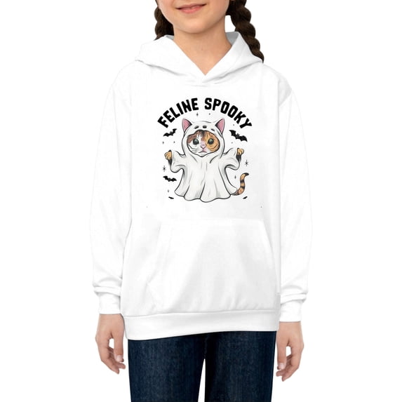 Gunia Pumpkin Toddler Halloween Sweatshirts For Boy Girl Cat Hoodies Long Sleeve Pullover Casual Comfortable Soft Hooded Pocket Sweatshirt For Daily Wear Tops Clothes White 4-5 Years