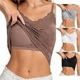 thumbnail image 1 of Gunia Ribbed Built In Bra Spaghetti Strap Women'S Tank Top Elegant Lace Trim With Built In Bra Back Everyday Wear Camisoles For Women Coffee, 1 of 6