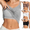thumbnail image 1 of Gunia Ribbed Built In Bra Spaghetti Strap Women Tank Tops Elegant Lace Trim With Built In Bra Back Everyday Wear Camisole Tops For Women Grey, 1 of 9
