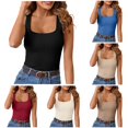thumbnail image 1 of Gunia Ribbed Summer Tank Tops For Women Ribbed Summer Scoop Neck Slim Fitted Tops Casual Basic Knit Sleeveless Shirts Womens Camisole Black, 1 of 6