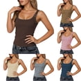 thumbnail image 1 of Gunia Ribbed Tanktops For Women Classic Solid Camisole Layering Piece Casual Daily Wear Soft Stretchy Comfort Fit Camisole Tops For Women Coffee, 1 of 5
