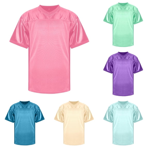 Gunia Shirts For Men Football Mesh Practice Athletic T Shirt Solid Color V Neck Short Sleeve Sports Tops Tshirts Pink L