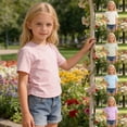 thumbnail image 1 of Gunia Solid Color T Shirts For Kids Girls Size 18-24 Months Short Sleeve Crew Neck Beige Ruffled Tops Infant Girls Summer Breathable Tshirts, 1 of 5