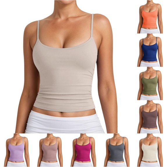 Gunia Spaghetti Strap Tank Top For Women Adjustable Camisole Top Ribbed Knit Sleeveless For Casual Wear Layering Camisole Tops For Women Rose Gold