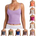 thumbnail image 1 of Gunia Spaghetti Strap Women'S Tank Tops Adjustable Camisole Top Ribbed Knit Sleeveless For Casual Wear Layering Cami Tops For Women Light Purple, 1 of 8