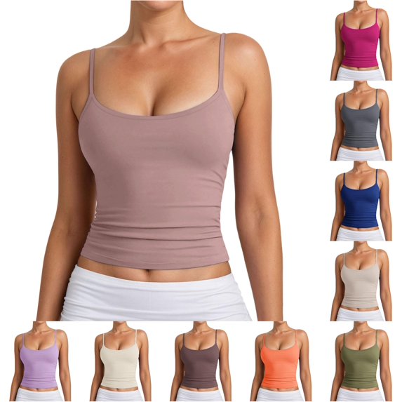 Gunia Spaghetti Strap Womens Tank Tops Adjustable Camisole Top Ribbed Knit Sleeveless For Casual Wear Layering Cami Tops For Women Purple
