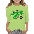 thumbnail image 1 of Gunia St Patricks Shirts For Kids Boys Girls 3/4 Sleeve Irish Green Shamrock Clover Funny Graphic Crew Neck Casual St. Patrick'S Day T-Shirt Kids Tee Tops 3-14 Years Light Green, 1 of 4