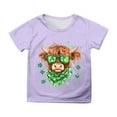 thumbnail image 1 of Gunia St Patricks Shirts For Kids Boys Girls Short Sleeve Irish Green Shamrock Clover Funny Graphic Crew Neck Casual Breathable Soft St. Patrick'S Day T-Shirt Kids Tee Tops 3-13 Years Purple, 1 of 4