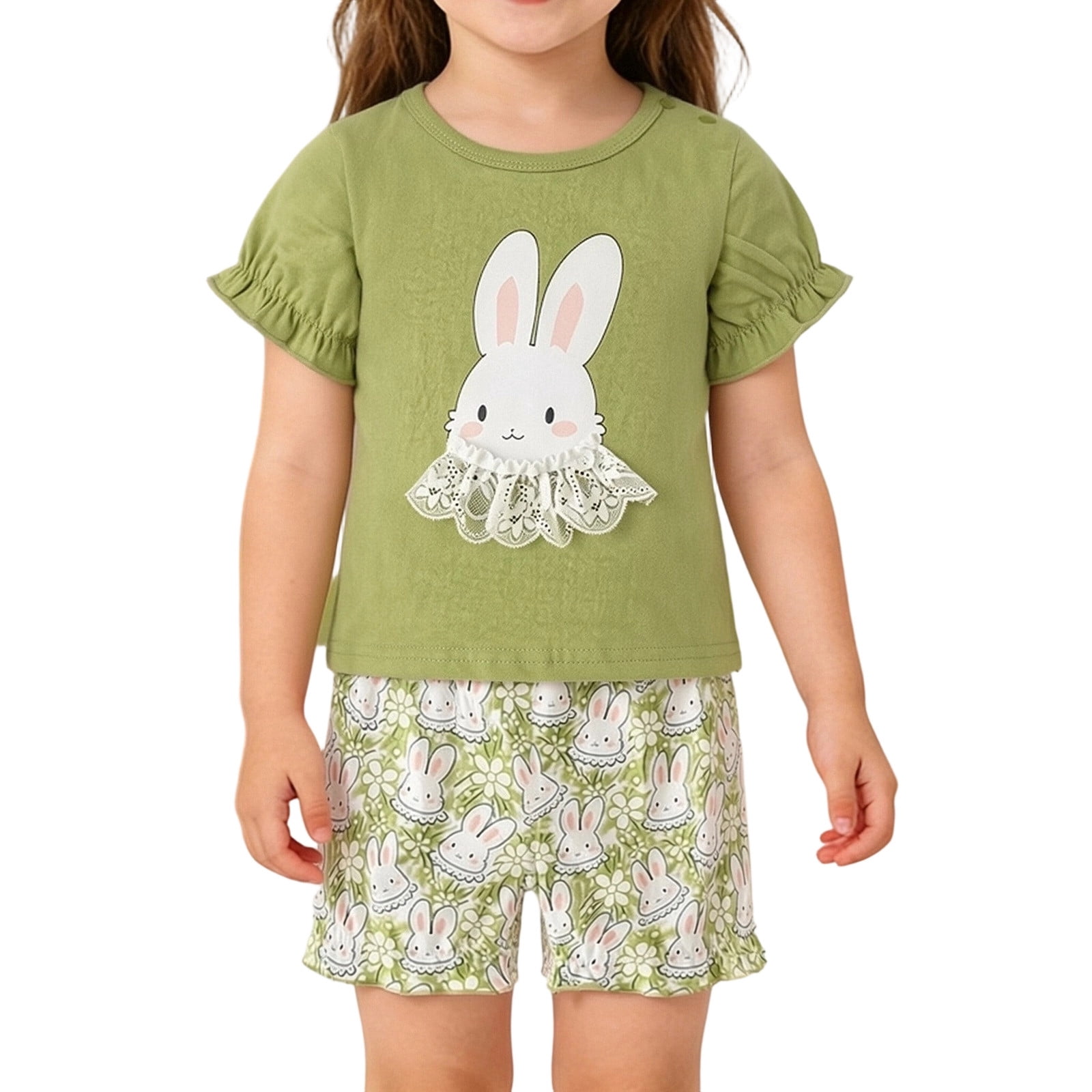 Gunia Summer Clothes Set For Baby Girls Soft Baby Girl Short Sleeve Two Piece Toddler Casual Play Breathable Comfortable Outfit 1-5 Years