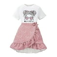 thumbnail image 1 of Gunia Summer Outfits For Girls,Children Short Sleeve Cartoon Prints Bowknot T Shirt Tops Skirts Suit Fashion Girl Clothes Set,9-10 Years, 1 of 9