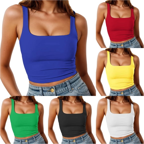 Gunia Summer Tanks For Women Casual Ribbed Knit With Adjustable Spaghetti Straps For Everyday Comfort Layering Camisoles For Women Blue