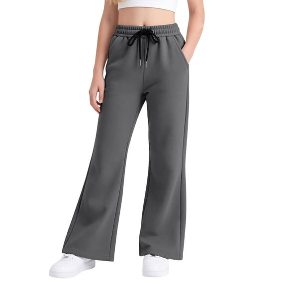 Gunia Sweatpants For Little Girls Joggers School Pants Flared Uniformss Pants Preppy Clothes Athletic Pants Dark Gray 5-6 Years