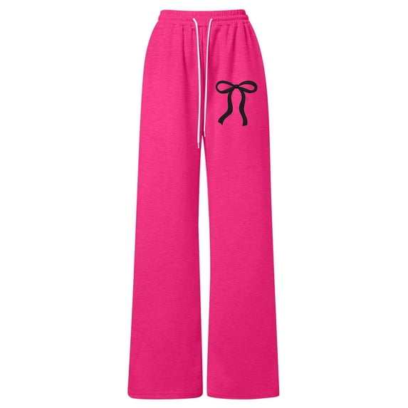 Gunia Sweatpants For Girls Bowknot Baggy Wide Leg Bow Tie Casual Joggers Lightweight Straight Leg With Drawstring Play And Athletic Pants With Pockets 4-13 Years