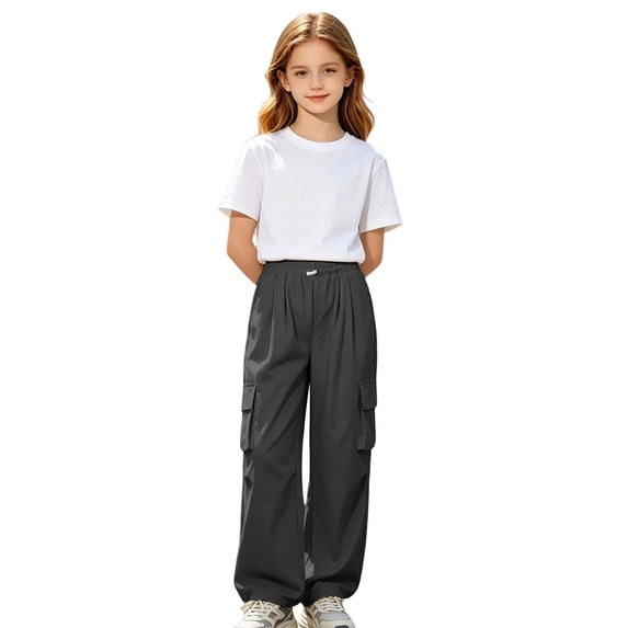 Gunia Sweatpants For Little Girls Joggers Cargo Pants For Kids Comfortable Everyday Wear Lightweight Trousers For Daily Play Athletic Pants Black 5-6 Years