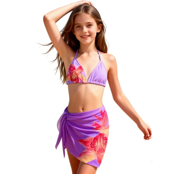 Gunia Swim Suits For Girls Two Piece Floral Print Bikini Swim Bathing Suit Teen Kids Summer Swimwear Swimsuit For Teen Girls 7-12 Years