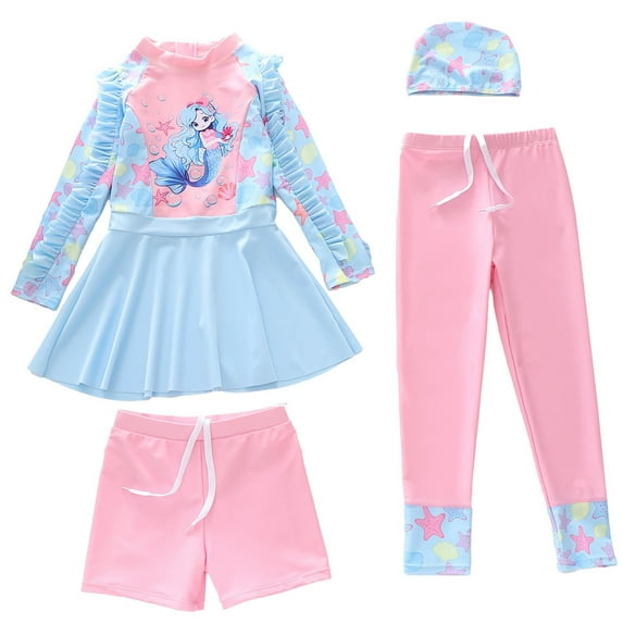 Gunia Swimming Suit For Girls Long Sleeve Two Piece Rash Guard With Upf Sun Little Kid Youth Toddler Kids Bathing Suits Swimsuits For Beach Pool 2-12 Years