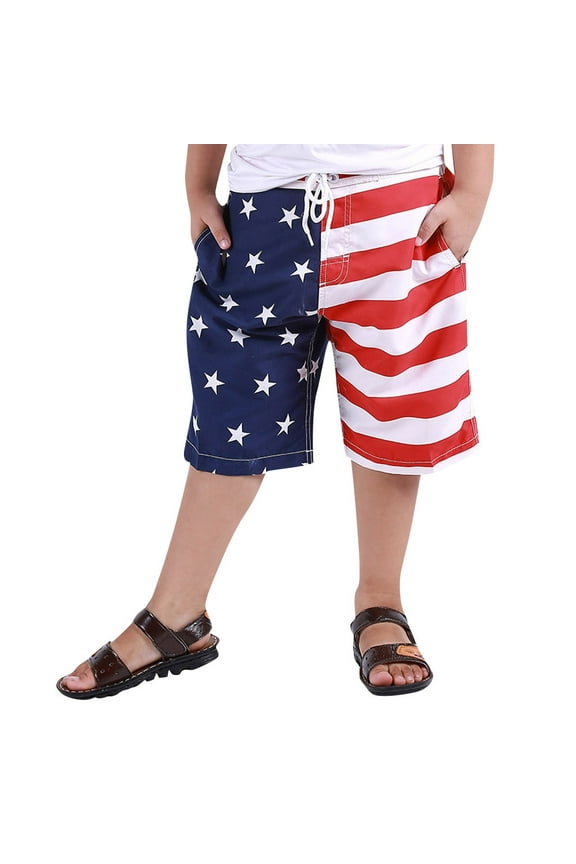 Swimwear For Boys Kid Children Swim 4Th Trunk American Flag Shorts Usa Swimtrunk Soft Holiday Beachwear 7-9 Years