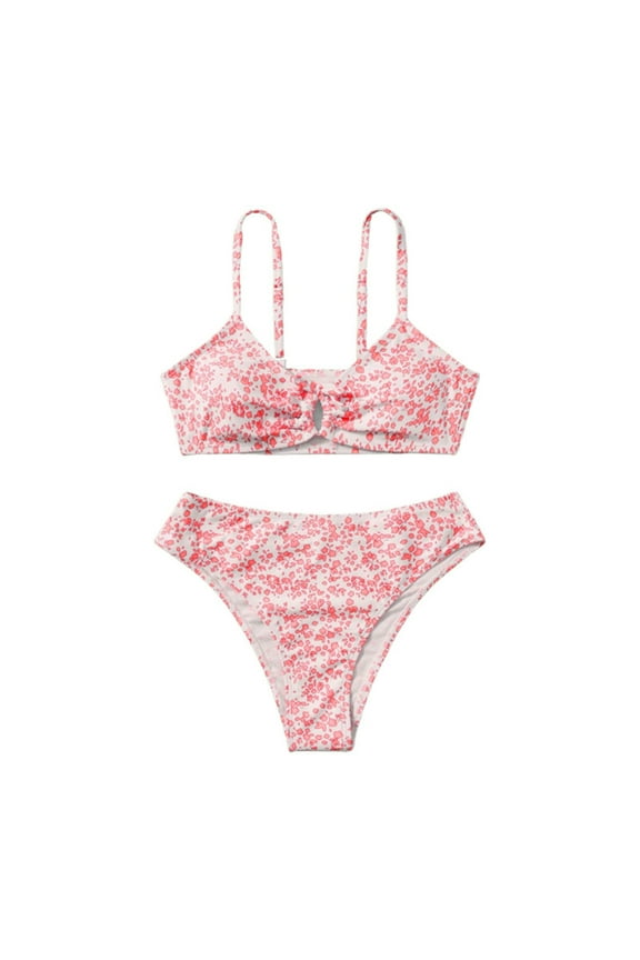 Swimwear For Teen Girls 2 Piece Swimsuit Sport Floral Prints High Waist Bikini Set Bathing Suit Skin-Friendly Holiday Beach Wear 11-13 Years