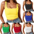 thumbnail image 1 of Gunia Tank Tops Women Casual Ribbed Knit With Adjustable Spaghetti Straps For Everyday Comfort Layering Camisoles For Women Yellow, 1 of 5