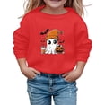 thumbnail image 1 of Gunia Teen Boys Girls Halloween Ghost Sweatshirt Cute Graphic Long Sleeve Crewneck Pullover Casual Top For Fall Winter School Comfortable Soft Clothes Red 11-12 Years, 1 of 4