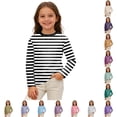 thumbnail image 1 of Gunia Boys T Shirts Stripe Long Sleeve Shirt Colorful Party Graphic Tee Kids Comfortable Casual Tops T-Shirts Black 11-12 Years, 1 of 4