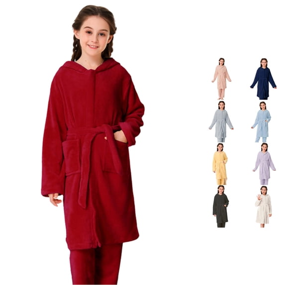 Gunia Teen Girl Nightgown Princess Pajama Dress Fall Winter Baby Flannel Home Wear Bathrobe Night Gowns Pjs Loungewear Red 11-12 Years