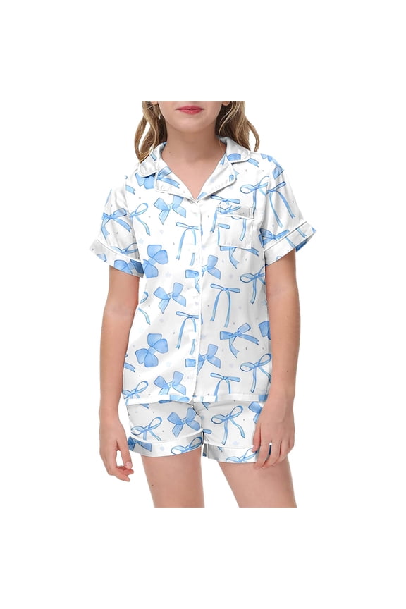 Teen Girl Nightwear,Girl'S Short Sleeve Pajama Set Cute Loungewear,10-11 Years