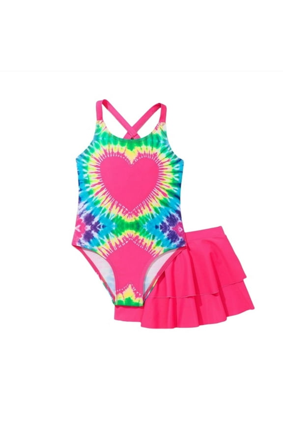 Teen Girl Swimsuits 2 Piece High Waist Bikini Sets With Cover Up Bathing Suit Swimwear Poolside Hot Pink 4-5 Years