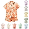 thumbnail image 1 of Gunia Teen Girls Halloween Pajama Set 2 Piece Spring Fall Casual Lapel Button Up Short Sleeve Tops And Shorts Home Wear Pjs Sleepwear Gold 13-14 Years, 1 of 4