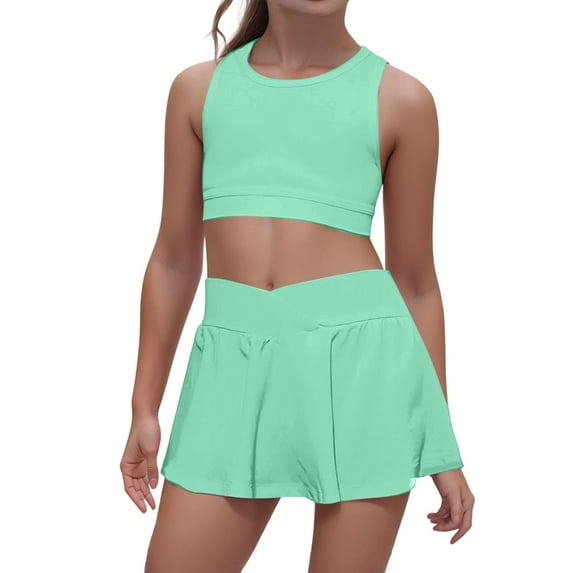 Gunia Teen Girls Outfits,Playwear Active Vest Romper Casual Sports Kids 4-7 Stretchy Waist Cute Girls Clothes Set,S