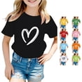 thumbnail image 1 of Gunia Girls T Shirt Cute Heart Graphic Short Sleeve Top Adorable Print Lightweight Tee Casual Soft Blend Shirt For Kids T-Shirts Black 13-14 Years, 1 of 4