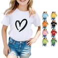 thumbnail image 1 of Gunia Girls T Shirt Cute Heart Graphic Short Sleeve Top Adorable Print Lightweight Tee Casual Soft Blend Shirt For Kids T-Shirts White 13-14 Years, 1 of 4