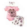 thumbnail image 1 of Gunia Toddler Baby Girl Outfits Set Boys Short Sleeve Cartoon Prints Romper Bodysuit Shorts Cute 3-6 Months, 1 of 7