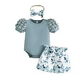 thumbnail image 1 of Gunia Toddler Baby Girl Outfits Set Summer Ruffle Romper Short Sleeve Clothes Sweet 9-12 Months, 1 of 8