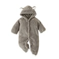 thumbnail image 1 of Gunia Toddler Boy Girl Hooded Pajamas Hooded Winter Romper Jumpsuit Flannel Snowsuit Bodysuit Onesie Clothes Set Grey 3-6 Months, 1 of 7